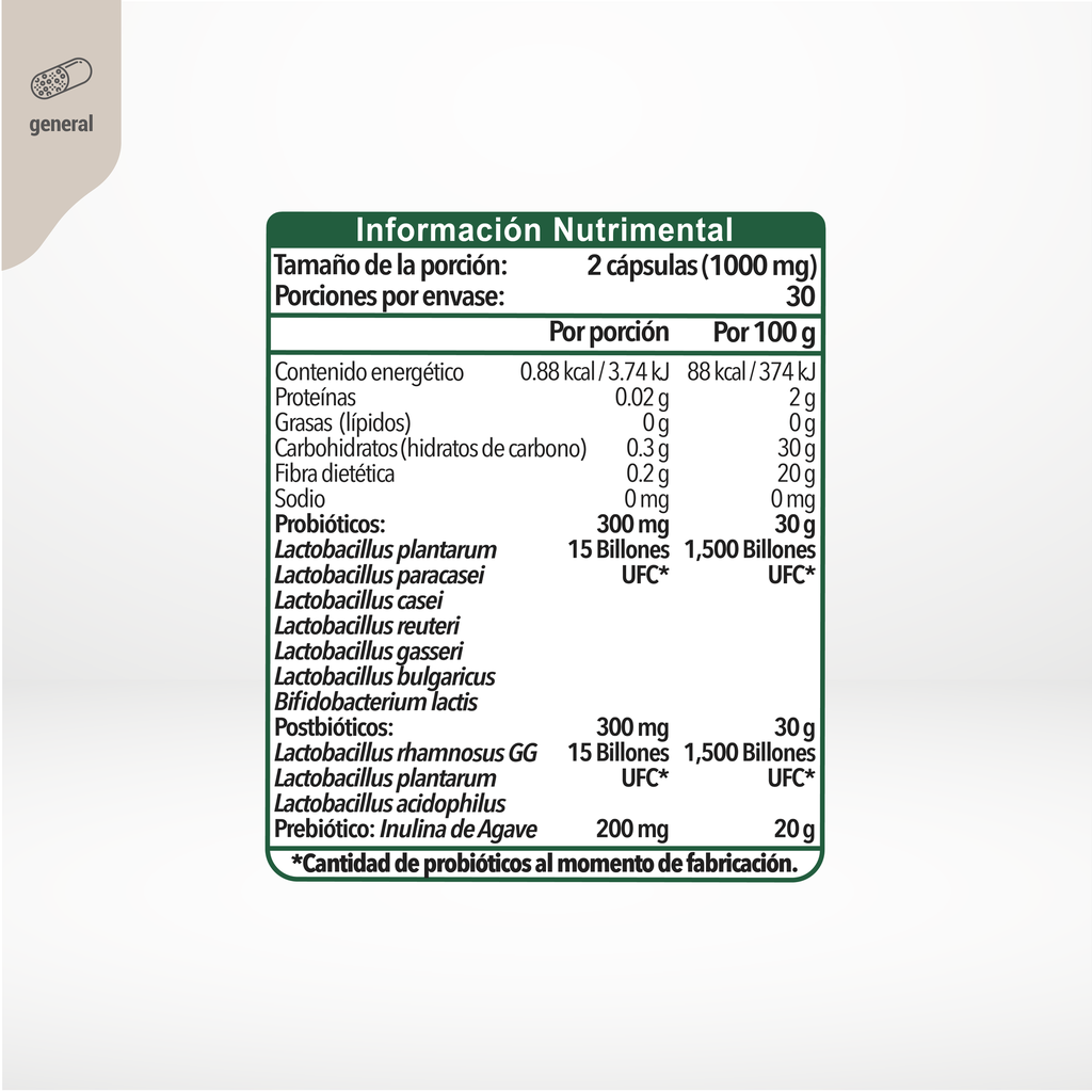 PRE + PRO + POSTBIÓTICOS 60 CÁPSULAS DE 500 MG