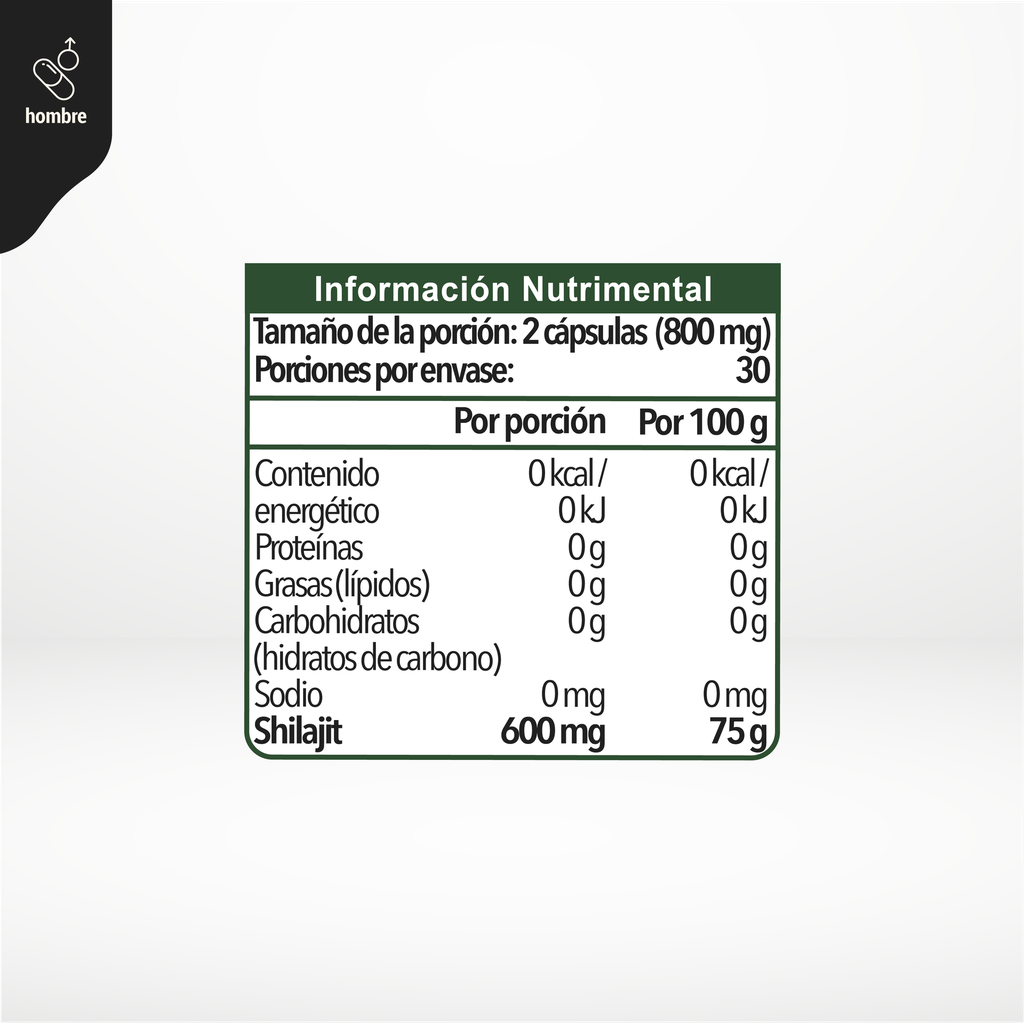 Shilajit 60 cápsulas de 400 mg
