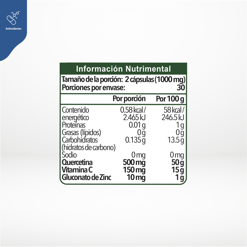 Quercetina + C 60 cápsulas de 500 mg