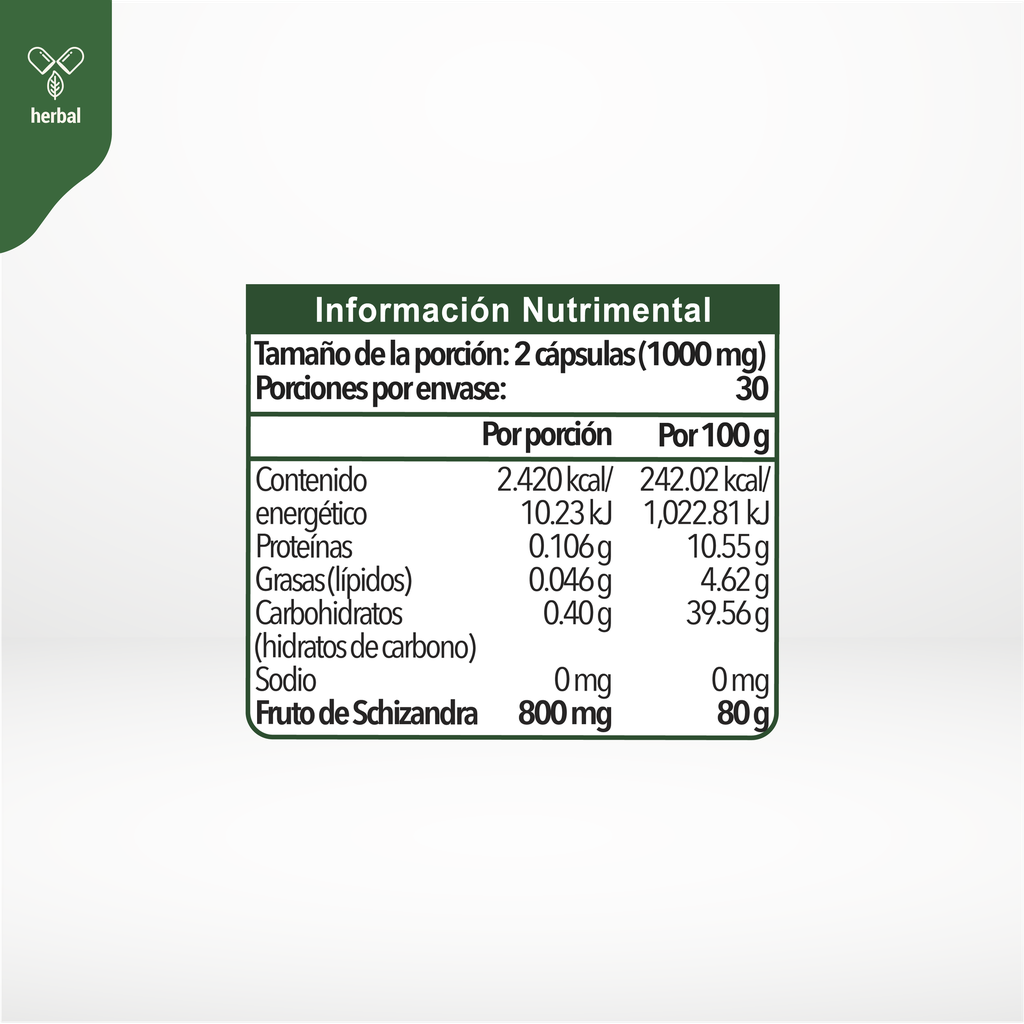 Schizandra 60 cápsulas de 500 mg