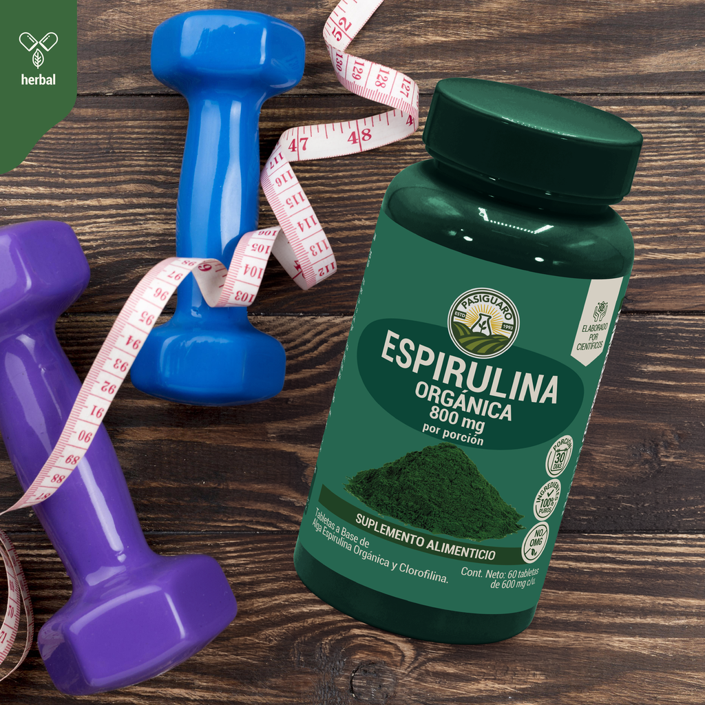 Espirulina Orgánica 60 tabletas de 600 mg