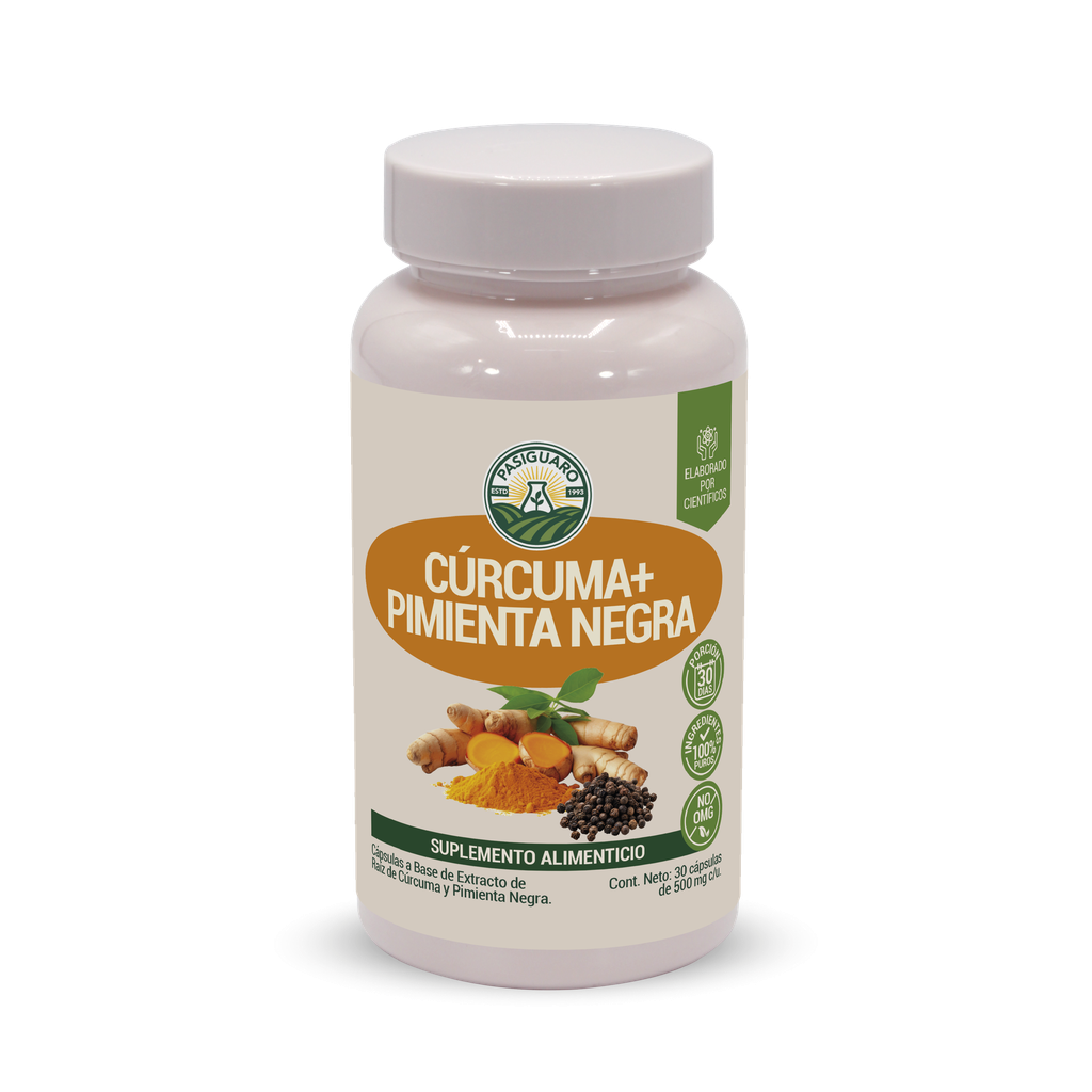 Cúrcuma más Pimienta negra 30 caps de 500 mg